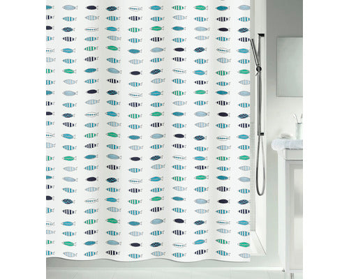 Perdea De Dus Spirella Santorini Textil 180x200 cm, Alb-Albastru