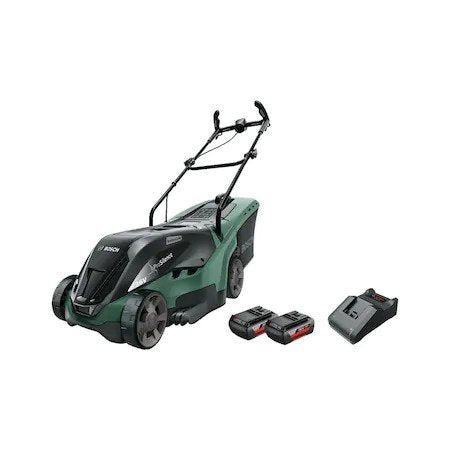 Masina de tuns gazon/iarba pe acumulator Bosch UniversalRotak 36-560, 36 V 4.0 Ah, 36 cm latime taiere, 40 l volum sac colector, 25-70 mm inaltime taiere, contine: 2 acumulatori 36 V 2.0 Ah + incarcator