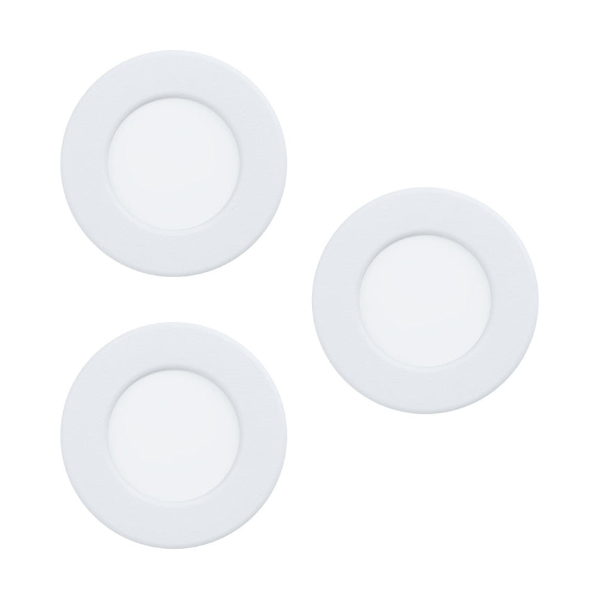 Set 3 spoturi incastrate FUEVA 5, EGLO, LED, 3X2.7W, 900 lm, lumina calda, otel, plastic, alb, 8.6 x 7.5 x 2.6 cm, A++