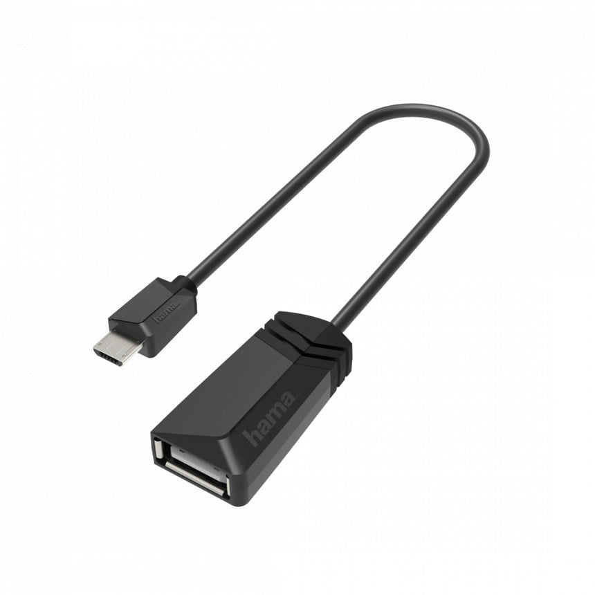 Cablu HAMA, USB 2.0 OTG micro USB - USB 2.0 mama, 480 Mbit/s, Negru