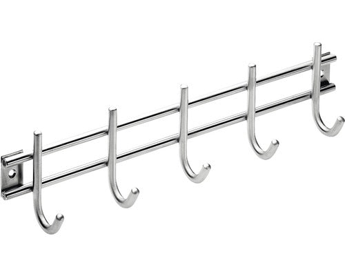 Cuier De Perete Cu 5 Carlige Hettich Modern 380x85x55 Mm, Otel Inoxidabil