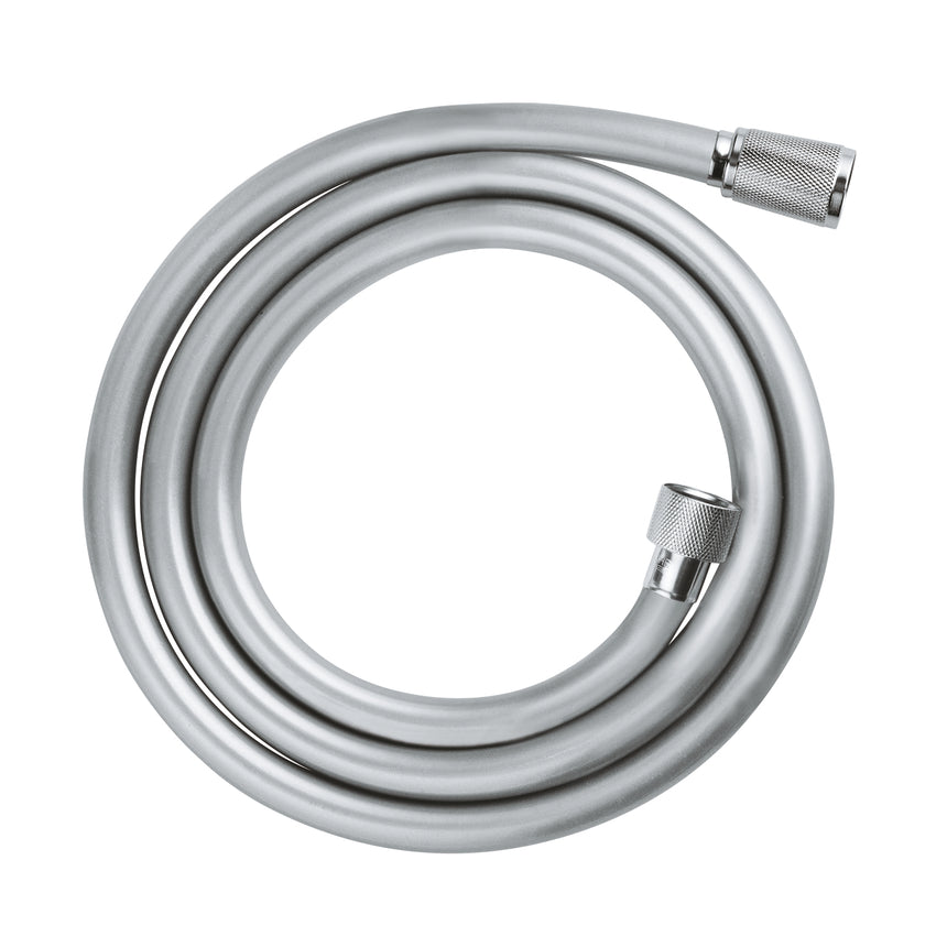 Furtun de dus Grohe VitalioFlex Trend 28741001, universal, 1.5 m, 5 bari, anti-indoire, anti zgarieturi, prindere cromata, argintiu