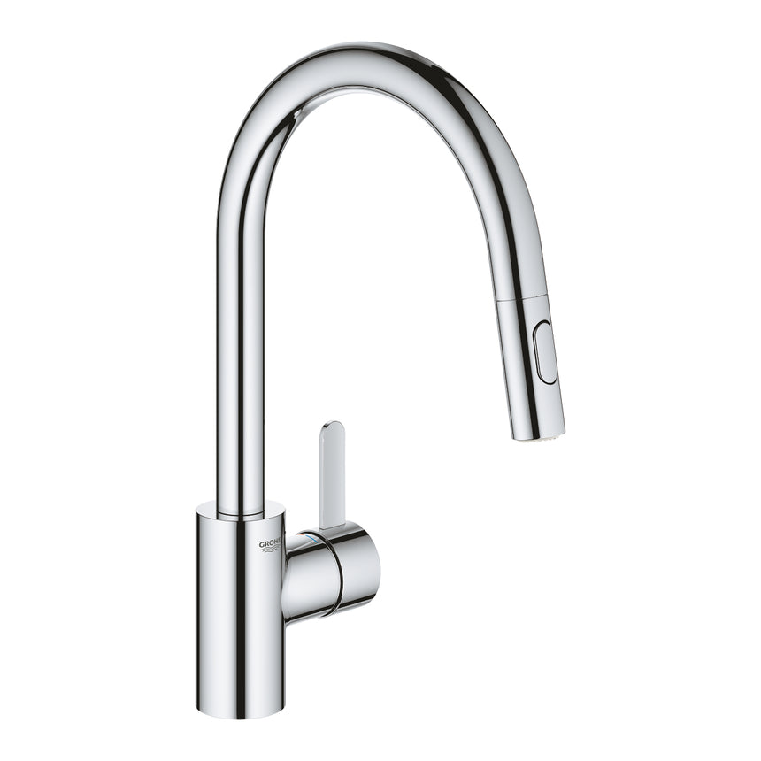 Baterie de bucatarie Grohe Eurosmart Cosmo, 3/8'', pipa inalta, tip C, dus extractabil, crom, 31481001