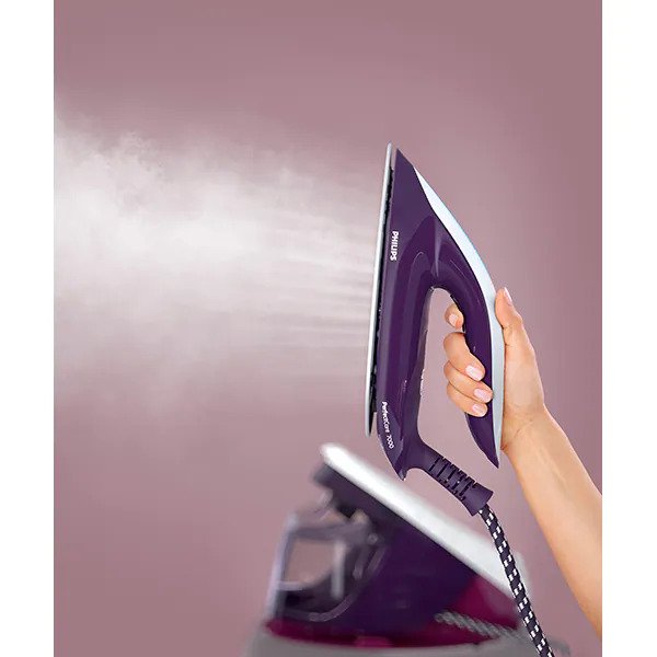 Statie de calcat PHILIPS PerfectCare PSG7028/30, 2100W, 500g/min, 1.8l, talpa SteamGlide Advanced, violet-alb