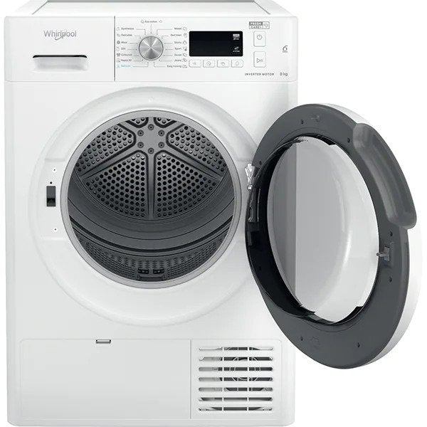 Uscator de Rufe WHIRLPOOL FFT M11 82 EE, 6th Sense, Pompa de caldura, 8 kg, 15 programe, Clasa A++, Alb