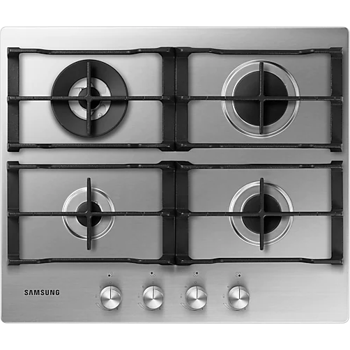 Plita incorporabila Samsung NA64H3030AS/L1, Gaz, 4 zone de gatire, Arzator tripla coroana, Gratare fonta, 60 cm, Inox