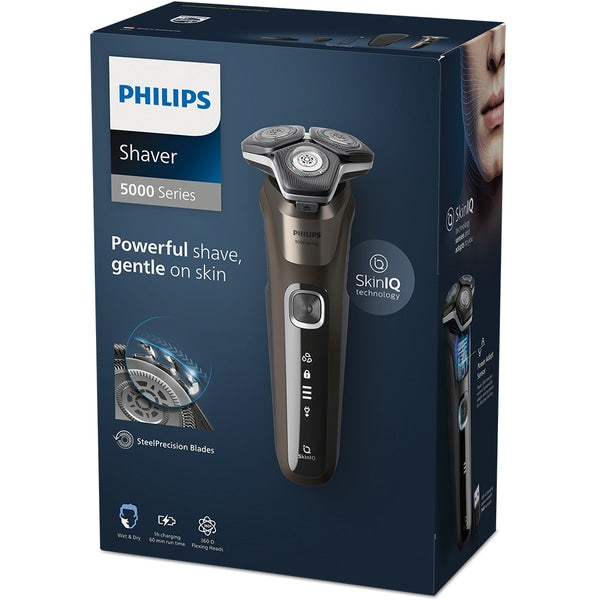 Aparat de Ras PHILIPS Shaver Series 5000 S5886/38, Acumulator, Autonomie 60 min, SkinIQ, Maro