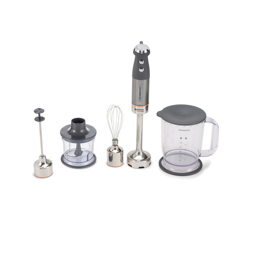 Blender Kenwood Triblade System Pro HDM804SI, Putere 1000 W, Viteza variabila + Turbo, Tel, Tocator 0.5 l, Cana gradata