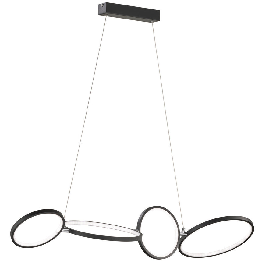 Lustra LED integrat Trio Rondo, cu intrerupator dimmer, 37W, 3300 lm, 3000K, IP20, Negru mat