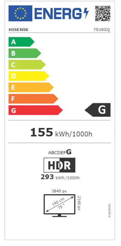 Televizor Mini LED Smart HISENSE 75U9GQ, Ultra HD 4K, 190 cm, Clasa G, Negru