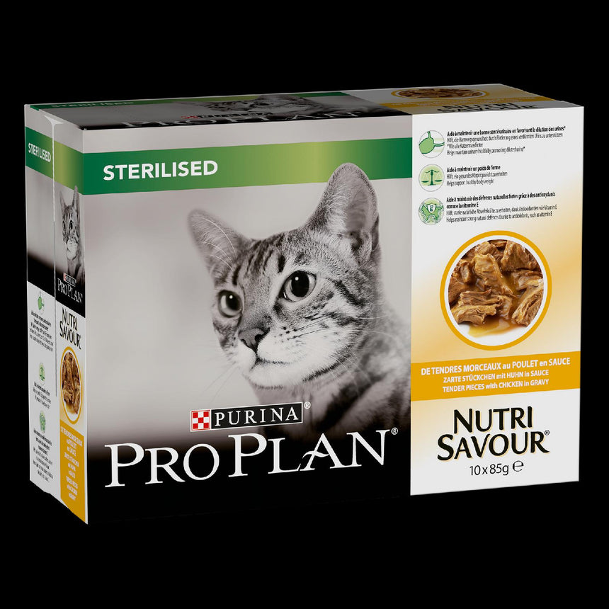 PRO PLAN® STERILISED MAINTENANCE Adult, cu Pui in sos, hrana umeda pentru pisici, 10 x 85 g