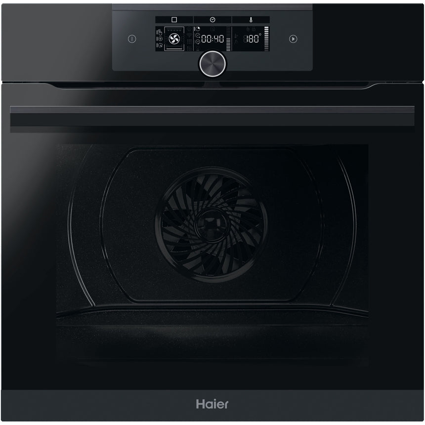Cuptor incorporabil Haier HWO60SM6F5BH, Electric, 70 l, Autocuratare catalitica, Clasa A+, Conectivitate wi-fi, Interfata I-Turn, Ghidaj telescopic, Softclose, Sticla neagra