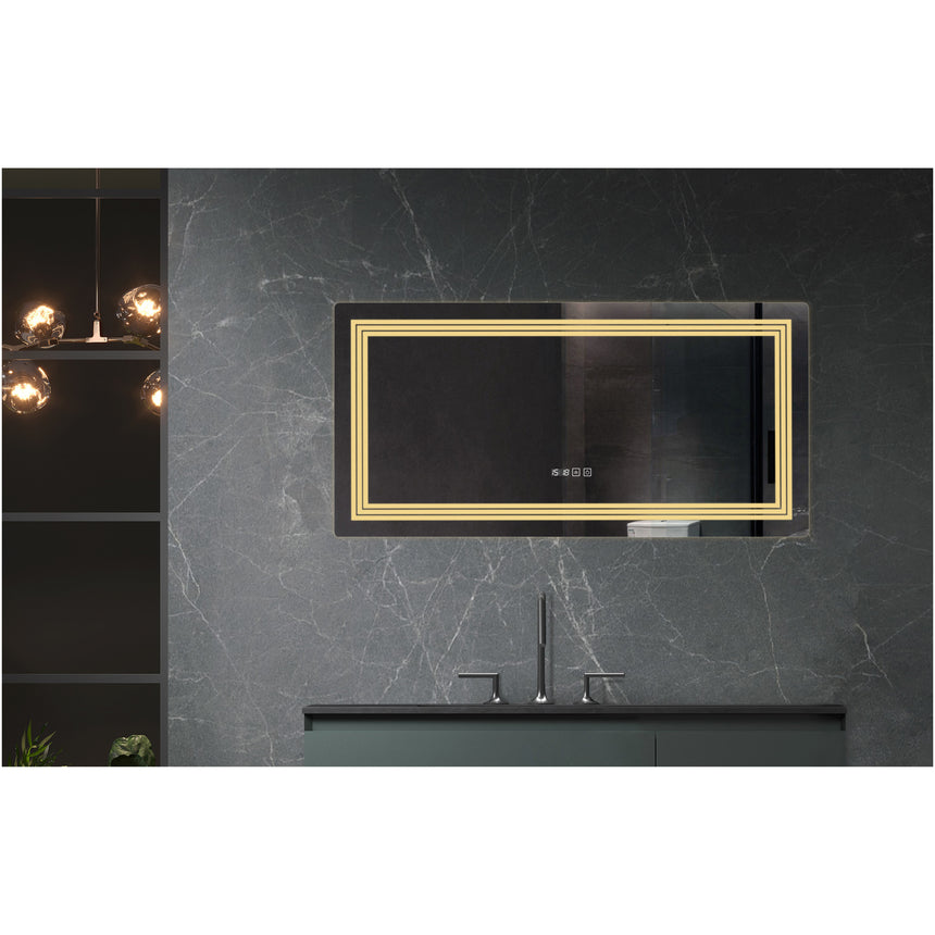 Oglinda baie Belform Cronos, cu iluminare LED 3 culori, intrerupator Touch, ceas, functie dezaburire, 120x60 cm, clasa energetica F