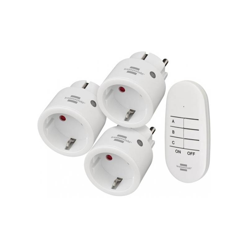 Set 3 prize Brennenstuhl Comfort-Line Mini 3+1, cu telecomanda, IP20, Alb