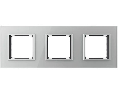 Rama Aparataje Livolo 3 Posturi, Montaj Orizontal, Argintiu