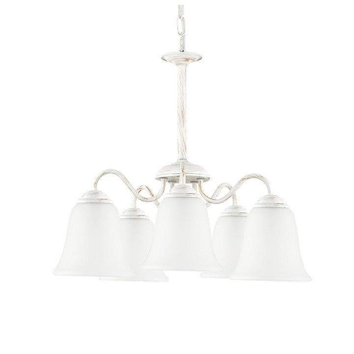 Lustra 5xE27 alb antic-sticla opal Fabiola Rabalux 7261