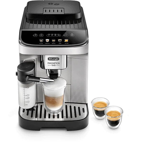 Espressor automat De'Longhi Magnifica Evo ECAM 290.61.SB, 1450W, 6 tipuri de bauturi, 15 bari, Carafa pentru lapte, Sistem LatteCrema, Rasnita cu 13 setari, Negru/argintiu