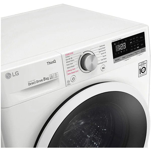 Masina de spalat rufe frontala LG F4WT408AIDD, 6 Motion, 8kg, 1400rpm, Clasa A+++, Alb