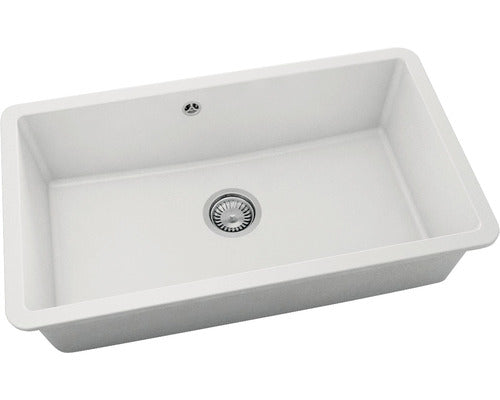 Chiuveta Bucatarie Cu O Cuva Fat Avangard 232 76x46 Cm Fara Picurator, Montare Sub Blat, Fatgranit Pure White