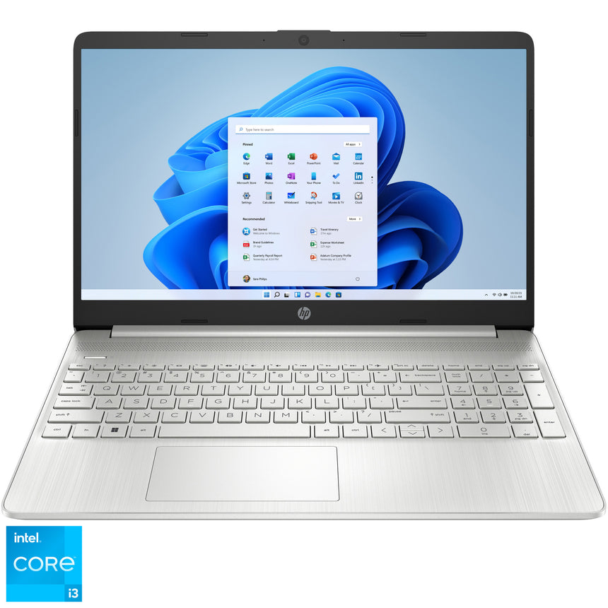 Laptop HP 15.6'' 15s-fq2063nq, HD cu procesor Intel® Core™ i3-1125G4 (8M Cache, up to 3.70 GHz), 8GB DDR4, 256GB SSD, GMA UHD, Windows 11 Home S