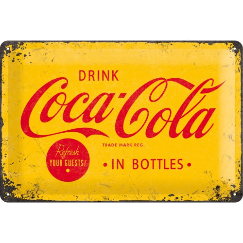 Tablou metalic - Coca Cola - Yellow Logo - 20x30 cm