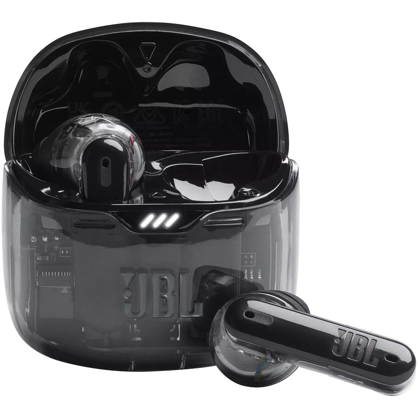 Casti audio in ear JBL Tune Flex, True Wireless, Bluetooth, Active Noise Cancelling, IPX4, JBL Sound Fit, Negru Transparent