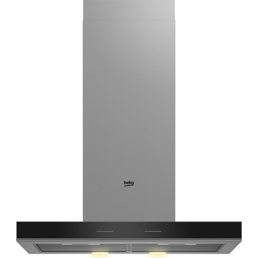 Hota incorporabila decorativa Beko BHCB63640BH, Putere de absorbtie 627 m3/h, 1 motor, Auto Shutdown, Touch control, 3 trepte de viteza, 60 cm, Negru