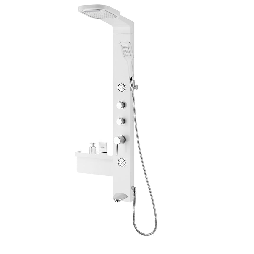 Panel de dus cu hidromasaj argintiu mat 135.7x37,5x52cm