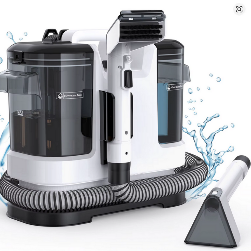 Aspirator Spalare Tapiterie Lubluelu V6, 450W, 1.75L, Rezervor Dublu, Curatare Canapea, Saltea, Auto, Alb