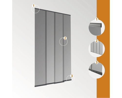 Perdea Lamele din Plasa de Tantari Pentru Usa Easy PLUS Antracit 120x250 cm