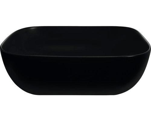 Lavoar pe Blat Limana, Basano, 46,5 x 33 cm, cu Dop Ceramic, Negru Mat