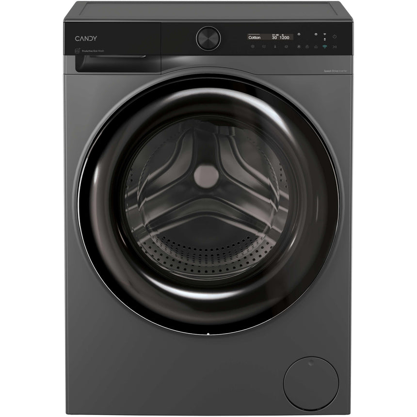 Masina de spalat rufe Candy ProWash 700 slim BS 49SB8G-S, 9 kg, 1400 RPM, 16 programe, Motor Inverter, Steam, LCD Touch display, Soft Drum, Dual Spray, Programe rapide de spalare, Wifi, Clasa A, Antracit