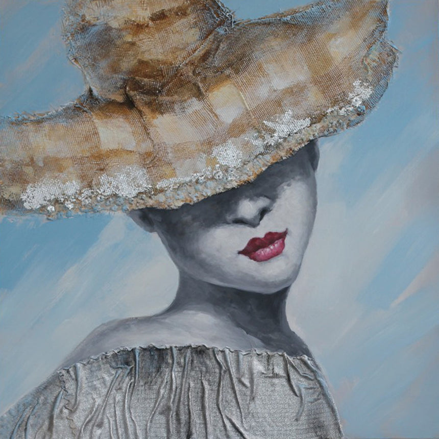 Tablou pictat manual Madame, 80x80cm