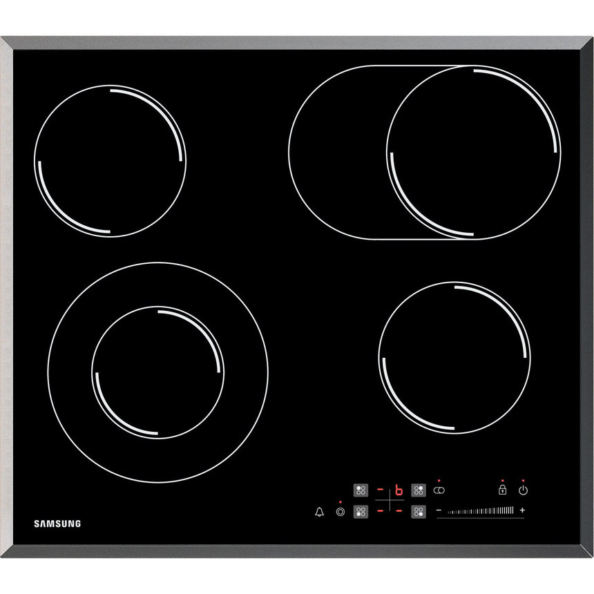 Plita incorporabila Samsung CTR164NC01, Vitroceramica, 4 Zone de gatit, Afisaj LED, Touch Control, 60 cm, Negru