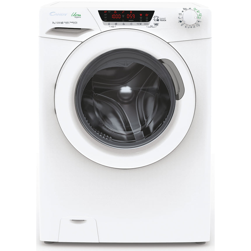 Masina de spalat rufe Slim Candy HE4 127TXME/1-S, 7 kg, 1200 rpm, Clasa A, Motor Inverter, Mix Power Systems, Hygiene Pro Systems, Alb