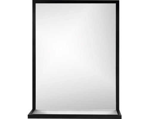 Oglinda Baie Dreptunghiulara Cordia Brw Shelf Line 65x40 Cm Cu Etajera, Rama Neagra
