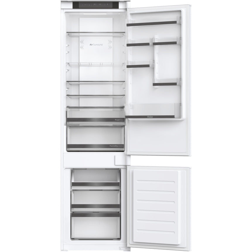 Combina frigorifica incorporabila Haier HBW5519E, 281 l, Total No Frost, Air Surround, Humidity Zone, Conectivitate WiFi/ hOn, SuperCooling, SuperFreezing, Raft sticle, Clasa E, H 193 cm