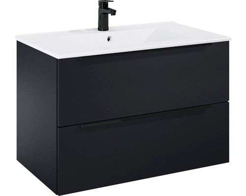 Set Roca Elegant Plus Baza Lavoar Si Lavoar 80 Cm Negru Mat