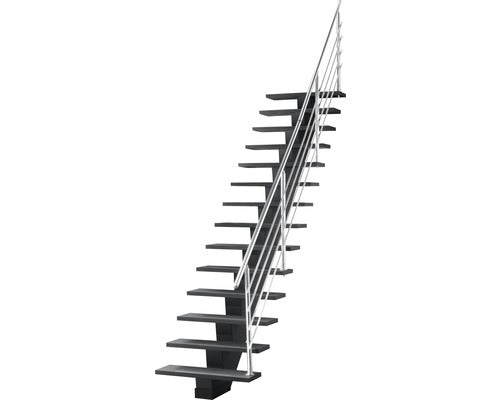 Scara de Interior cu Vang Central Pertura Agape Dreapta din Valchromat fara Balustrada 15 Pasi 14 Trepte