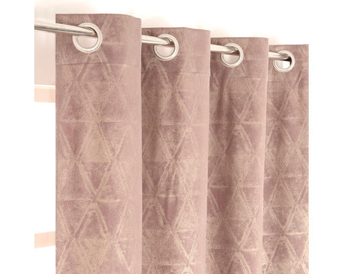 Draperie Cu Inele, Model Geometric, Roz 140x245 Cm