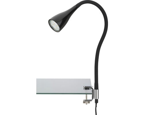 Lamp de birou Briloner Elasti, cu clema de fixare, GU10, 3W, bec LED inclus, Negru, Clasa energetica F