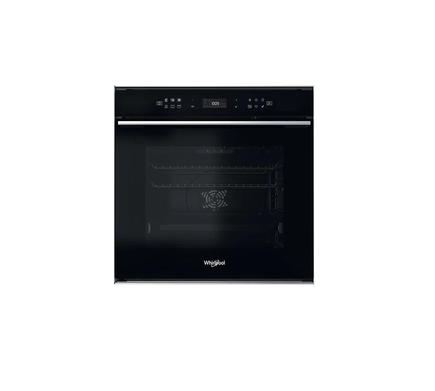 Cuptor incorporabil Whirlpool W7 OS4 4S1 P BL, Electric, 73 l, Autocuratare pirolitica, Tehnologia al 6-lea Simt, Ready2Cook, SteamSense, Grill, Clasa A+, Negru