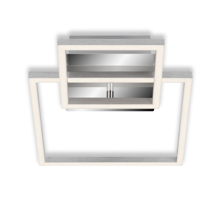 Lustra LED integrat Briloner Leuchen Frame Square, 19.6W, 1500 lumeni, lumina calda (3000K), dimmabil in trepte cu functie de memorie, 35.8x26cm, Argintiu