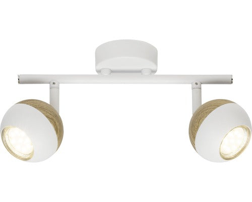 Sina Spoturi Scan Gu10 2x3w, Becuri Led Incluse, Alb/Lemn Natur