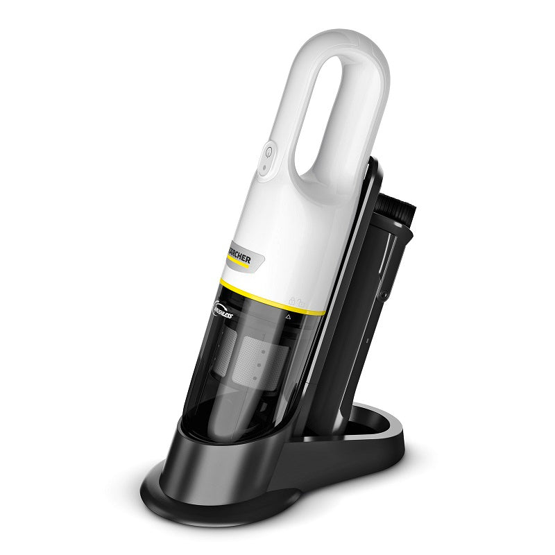 Aspirator de mana compact Karcher CVH 2 Premium, 1.198-421.0, 70 W, 2 Ah, Filtru HEPA 12, autonomie 20 min (max), statie de incarcare, Alb/Negru