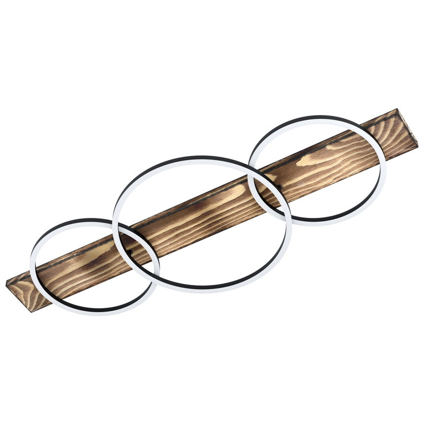 Plafoniera EGLO BOYAL 99413, LED, 36W, 5100 lm, 3000K, IP20, otel, lemn, negru, maro rustic, 101 x 40 x 9.5 cm, IP20