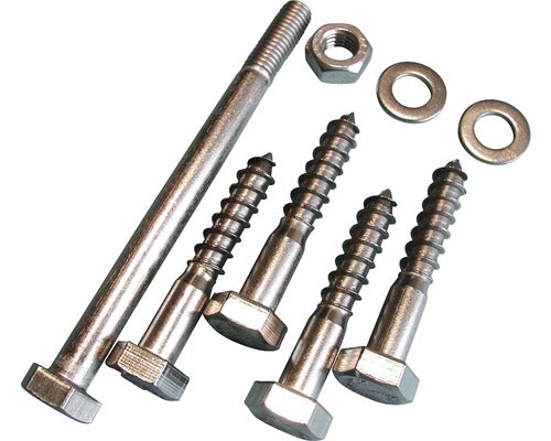 Set Holsuruburi & Surub Metric Fixare Suport Stalp De Lemn 91mm, Otel Inoxidabil