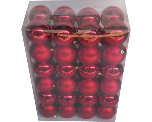 Pachet Globuri Din Plastic, Ø 8 Cm, Rosu, 48 Buc