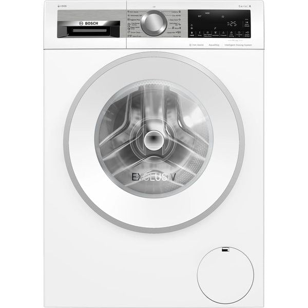 Masina de spalat cu incarcare frontala Bosch WGG244F9BY Serie 6, 9 kg, dozare automata i-DOS, EcoSilenceDrive, clasa energetica A, usa alba din otel inoxidabil