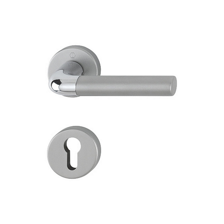 Maner usa interior, Hoppe Bremen, cu rozeta pentru cilindru, material aluminiu, crom lucios/satinat